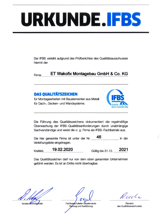 IFBS Zertifikat 2019