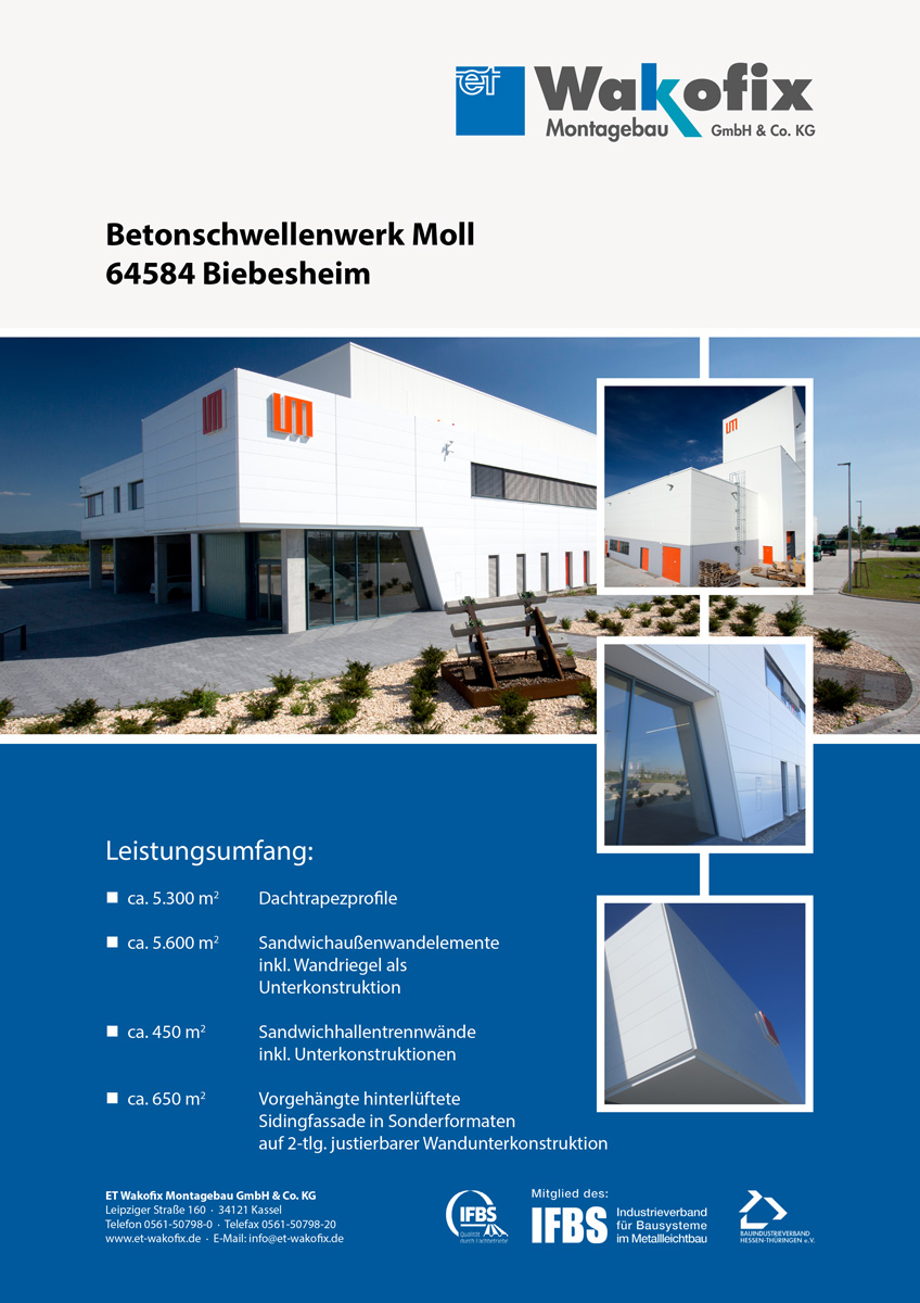 Referenz Dach- / Fassadenbau: Betonschwellenwerk Moll