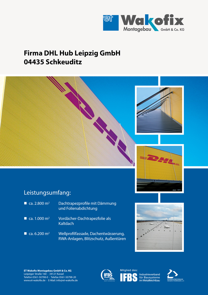 Referenz Dach- / Fassadenbau: DHL Hub